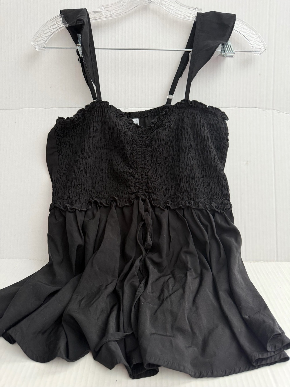 Poetsky Black Smocked Bodice Top